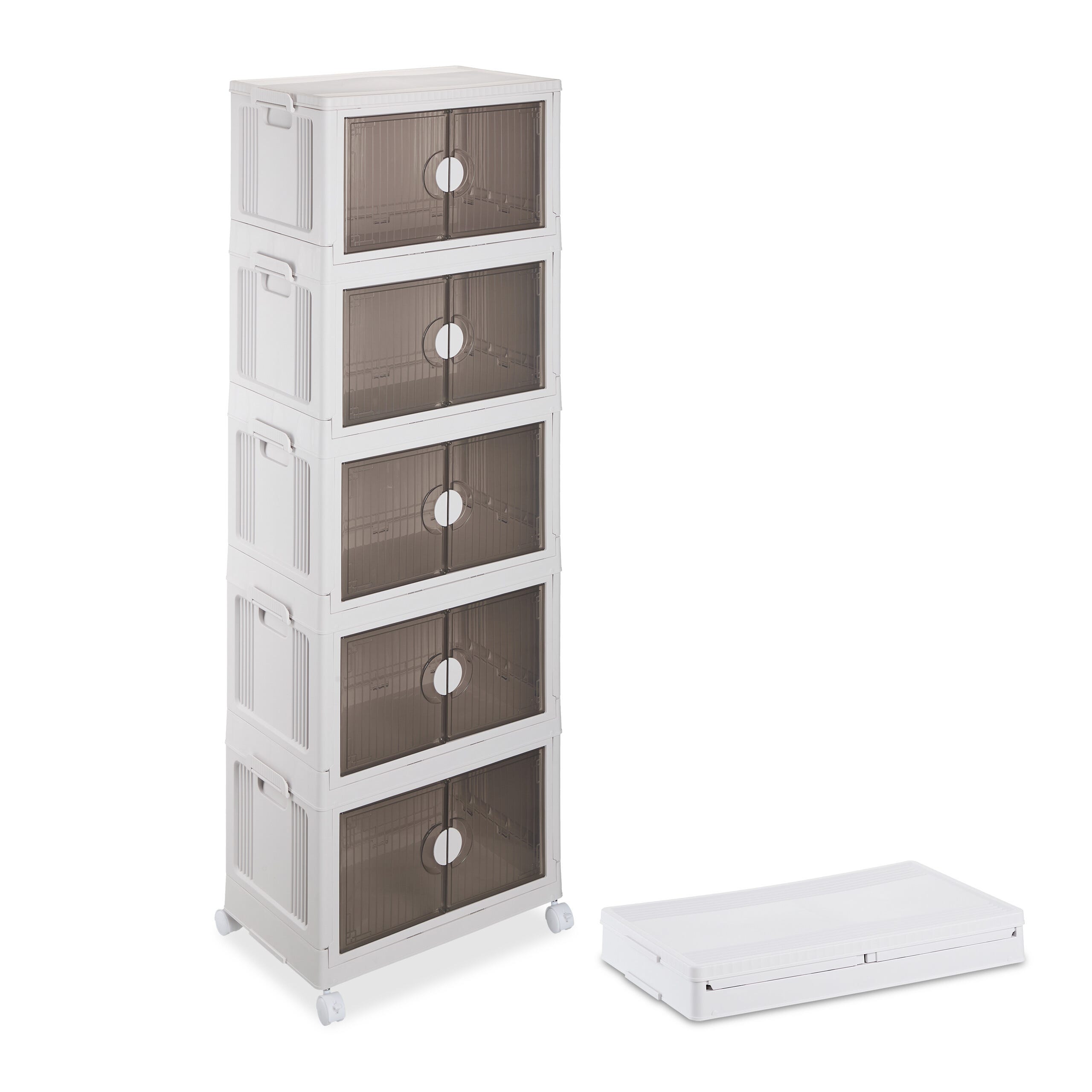 Set 5 Scatole Portaoggetti Relaxdays - Contenitori Impilabili Da 50L Con Rotelle, Per Giochi E Vestiti - Foto 7