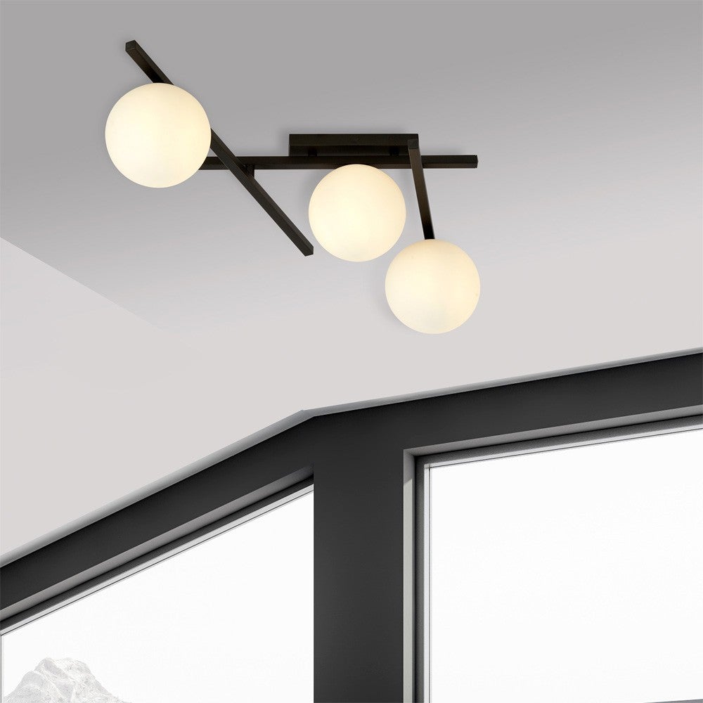 Lampa sufitowa Tramas z czarnymi regulowanymi prętami i szklanymi kulkami 3xE14 - 5