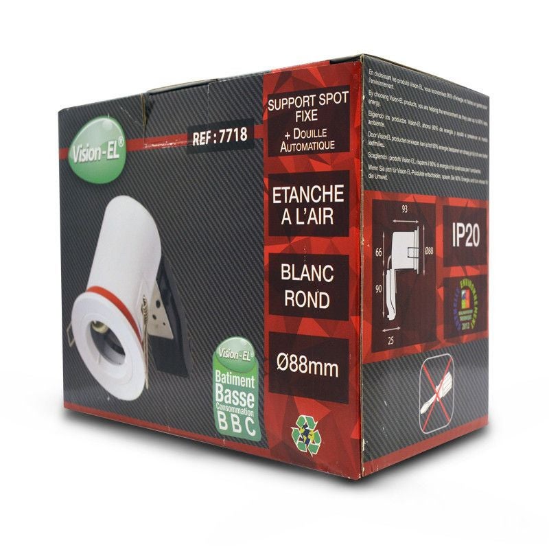 Support plafond rond BBC - Blanc - Ø88mm - Douille automatique GU10 - 4
