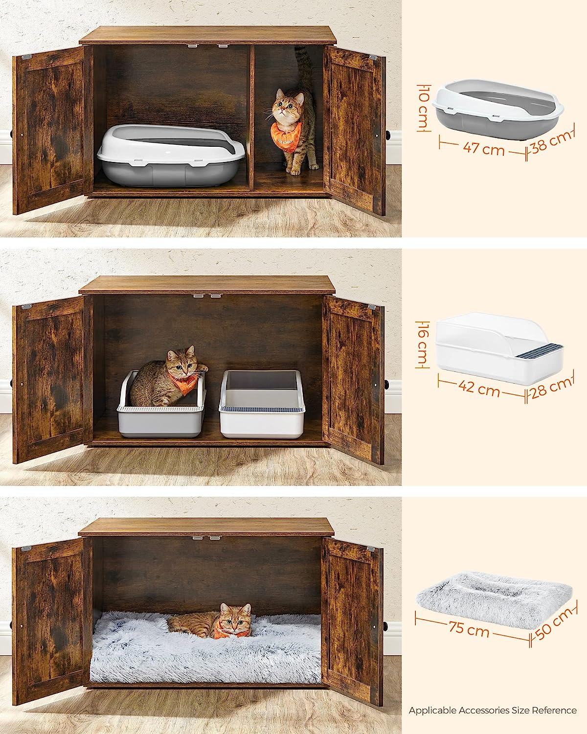 Maison De Toilette Pour Chats, Marron Rustique - 3