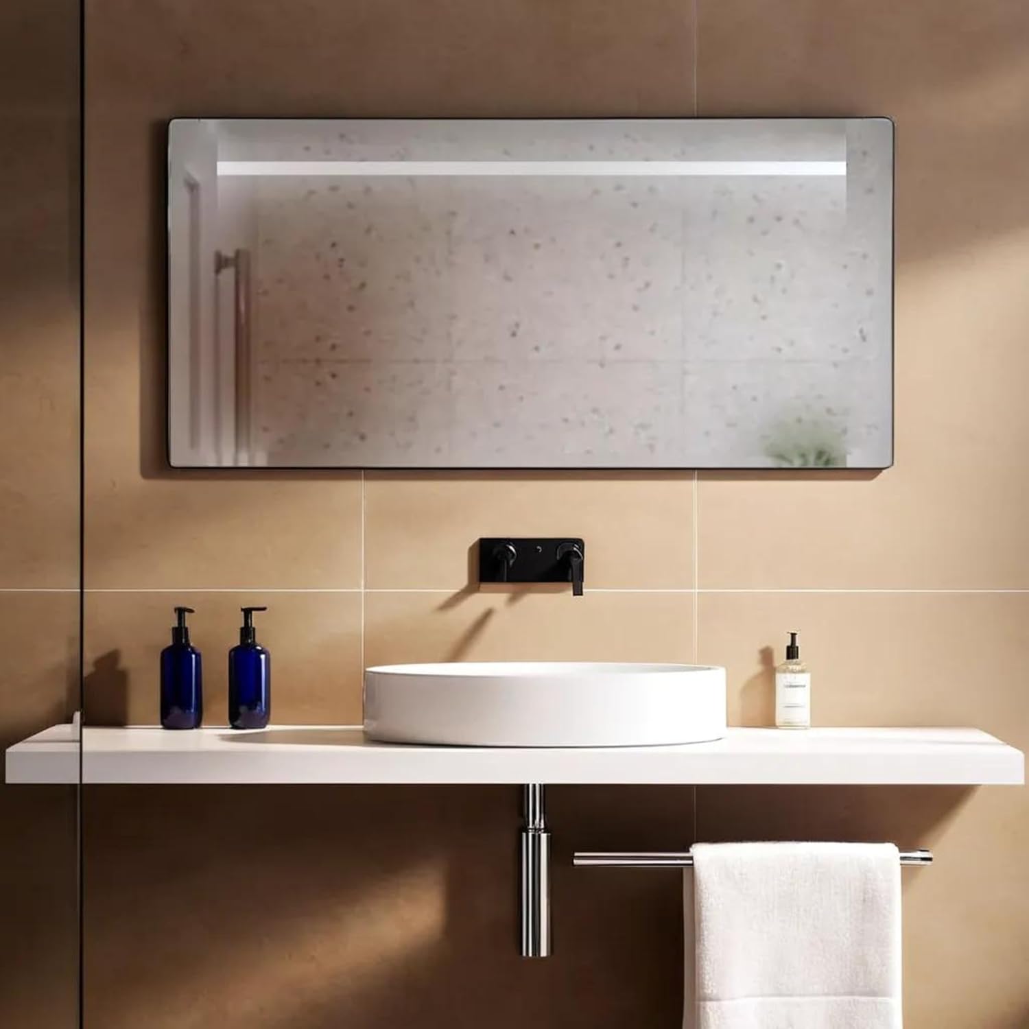 STYLE GLASS Specchio da Bagno Rettangolare con Dimmer Touch ATENA 120 x 60 cm, Made in Italy, Spessore 4mm, Kit Fissaggio Murale Incluso - 3