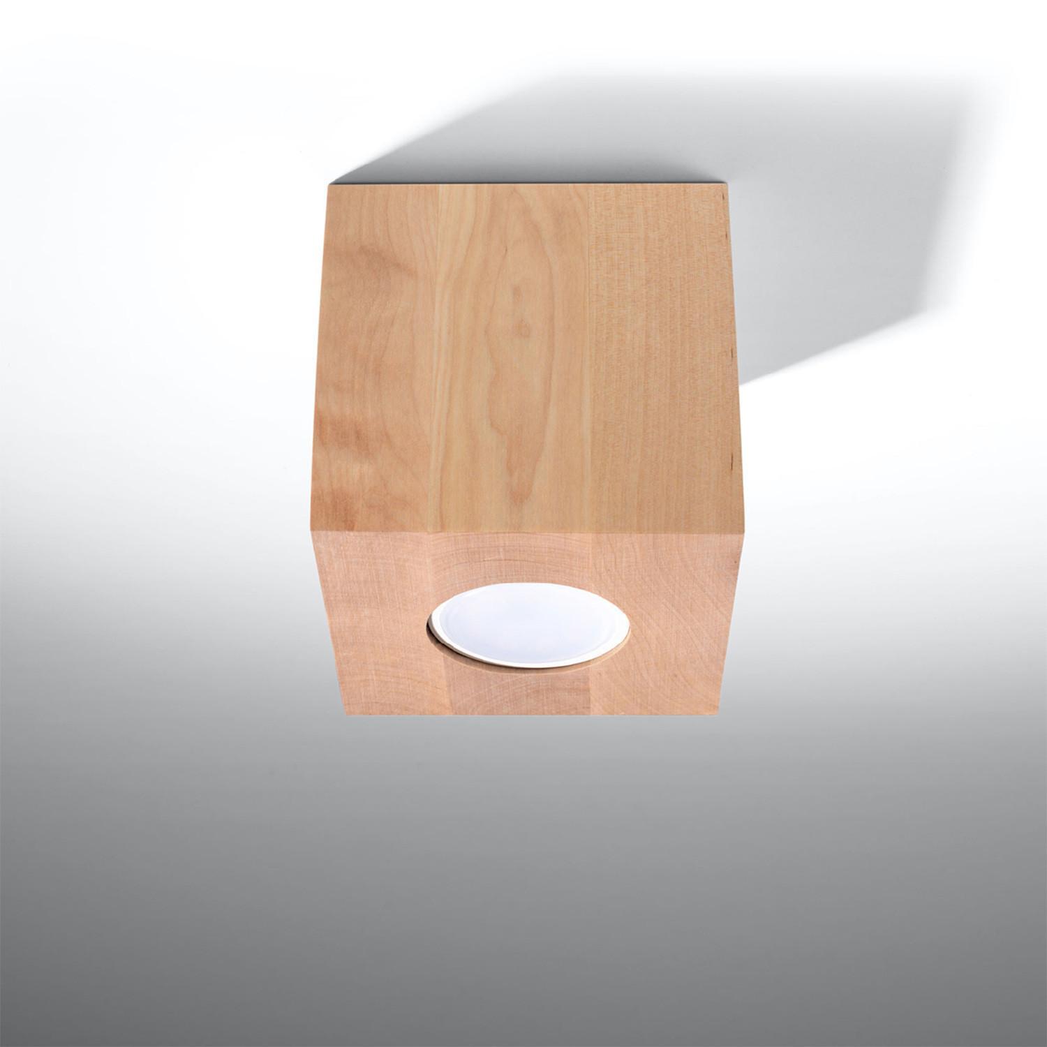 Reflektor sufitowy spot natynkowy Quad kwadratowy jasne drewno 1xGU10x40W wym: 10 x 10 cm metal Sollux Lighting