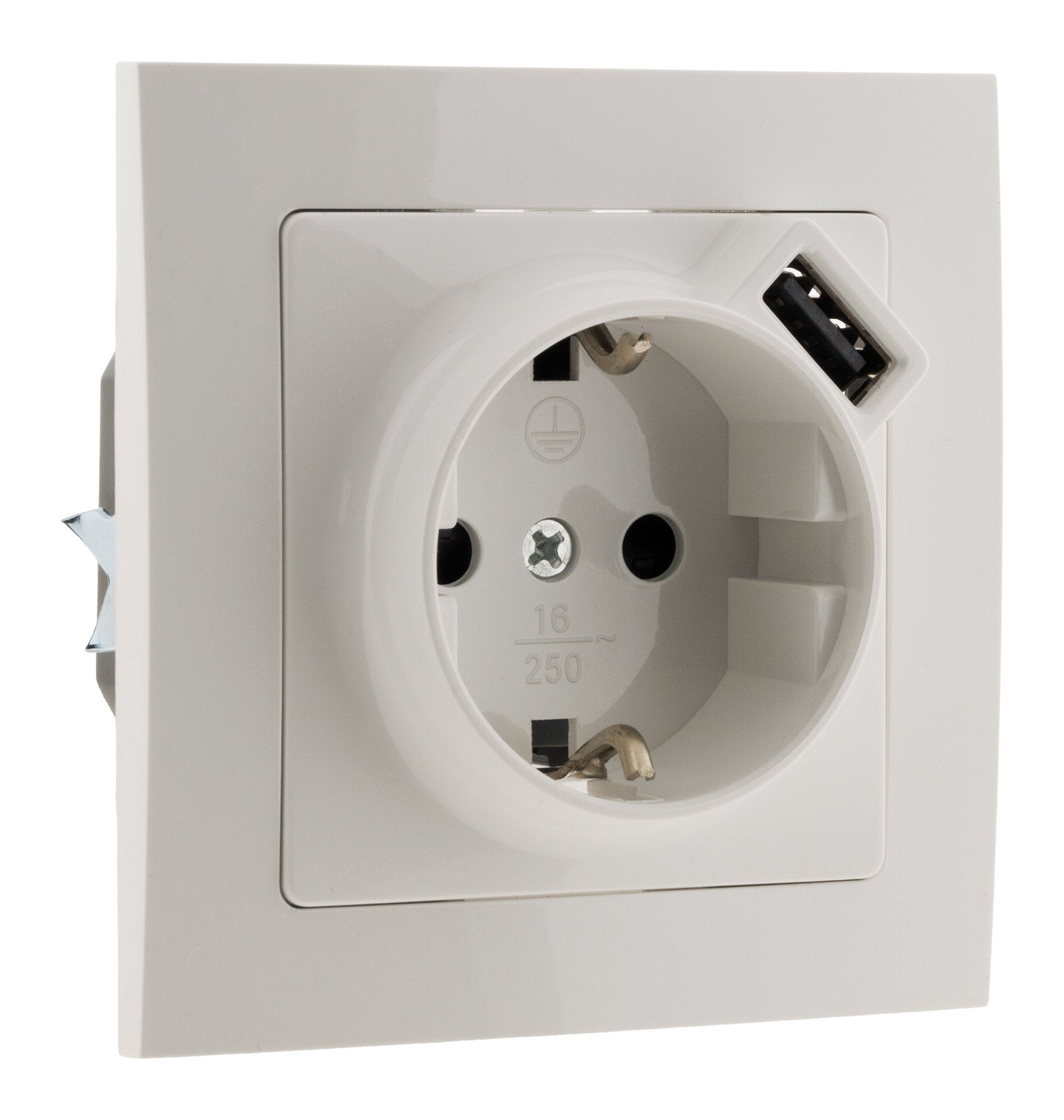 Module Prise Schuko Série Starlight - Blanc 16A - Compatible Vimar Plana