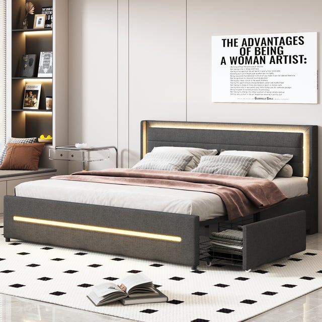 Letto Matrimoniale 180x200cm Con Testiera E 3 Cassetti - Velluto Bianco, Base Idraulica, Senza Materasso - Foto 9