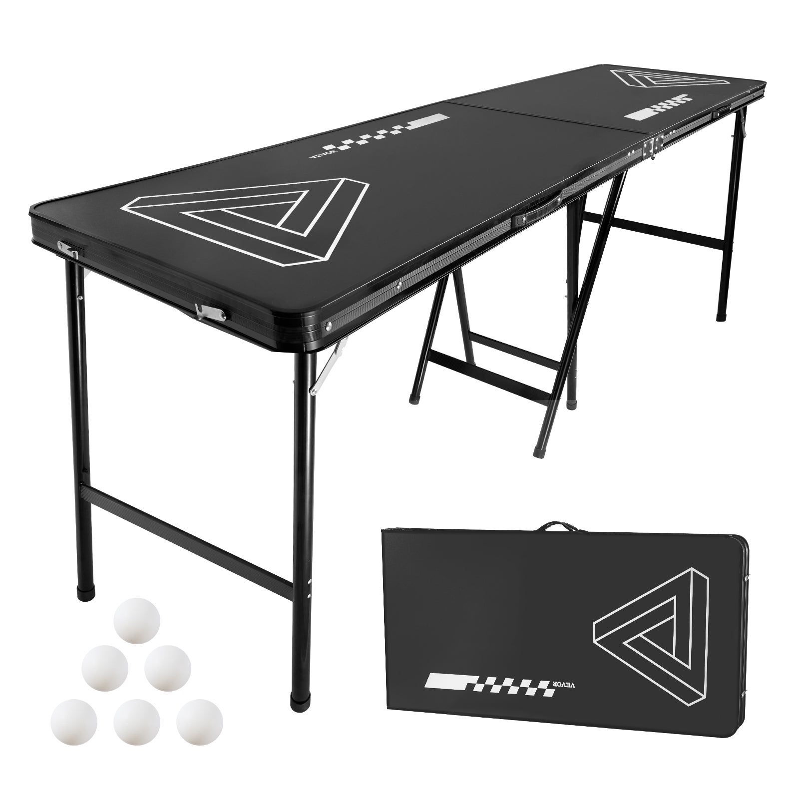 MYBEERPONG® Table de tournoi Beer Pong + 6 balles de bière-pong | Ensemble de pong à bière stable avec armature rouge | Dimensions de la Bundesliga pour tournois | Gadget pour débutants
