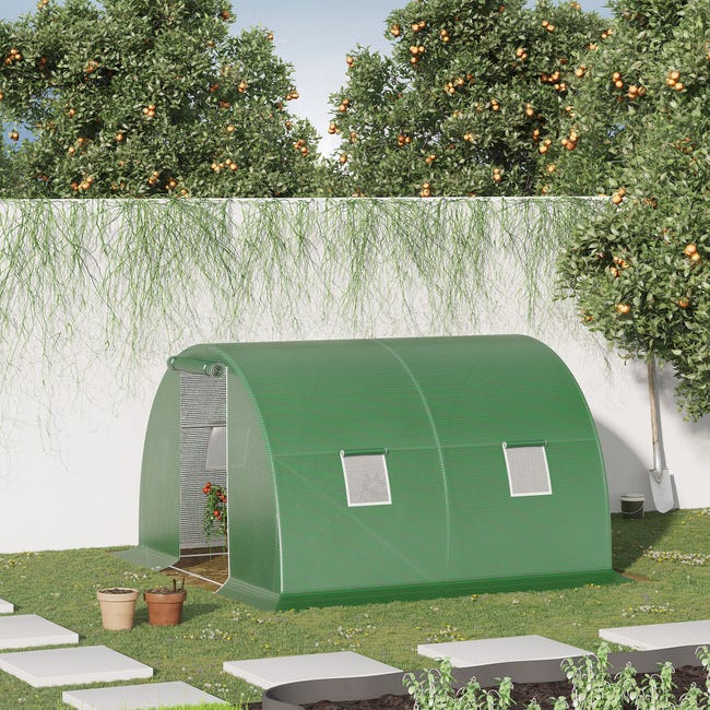 Serra a tunnel in pe con 6 finestre e tubi in ferro bianca Outsunny | Maisons du Monde Serra a tunnel in pe con 6 finestre e tubi in ferro bianca Outsunny | Maisons du Monde