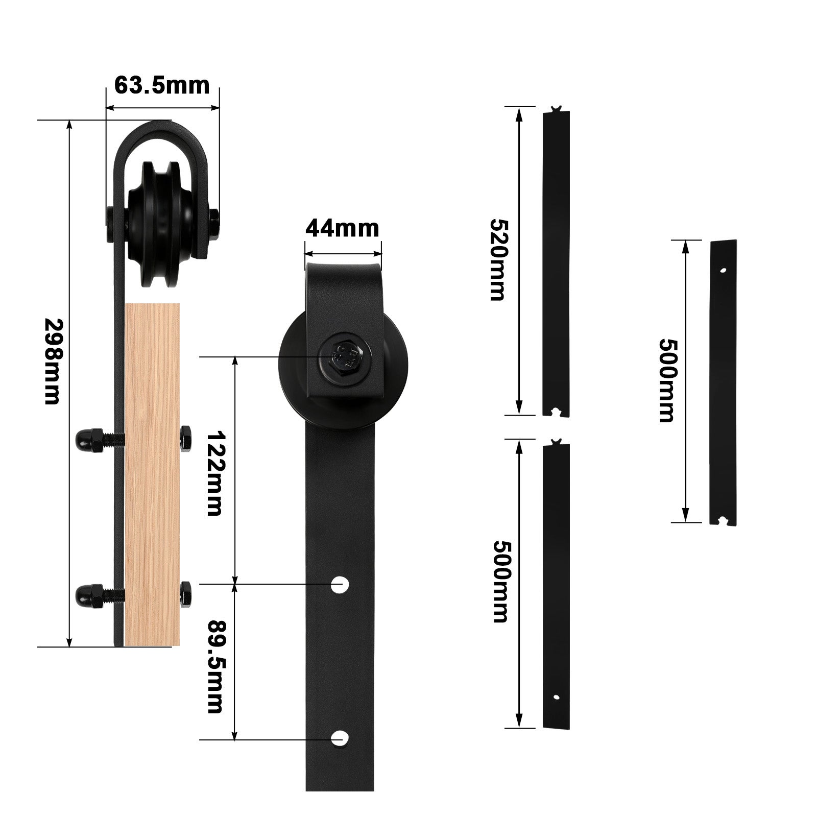 Sistema de puertas correderas Conjunto de accesorios de riel en el piso con vidrio de vidrio de madera Vidrio de 150 kg de streifen 152 cm - 2