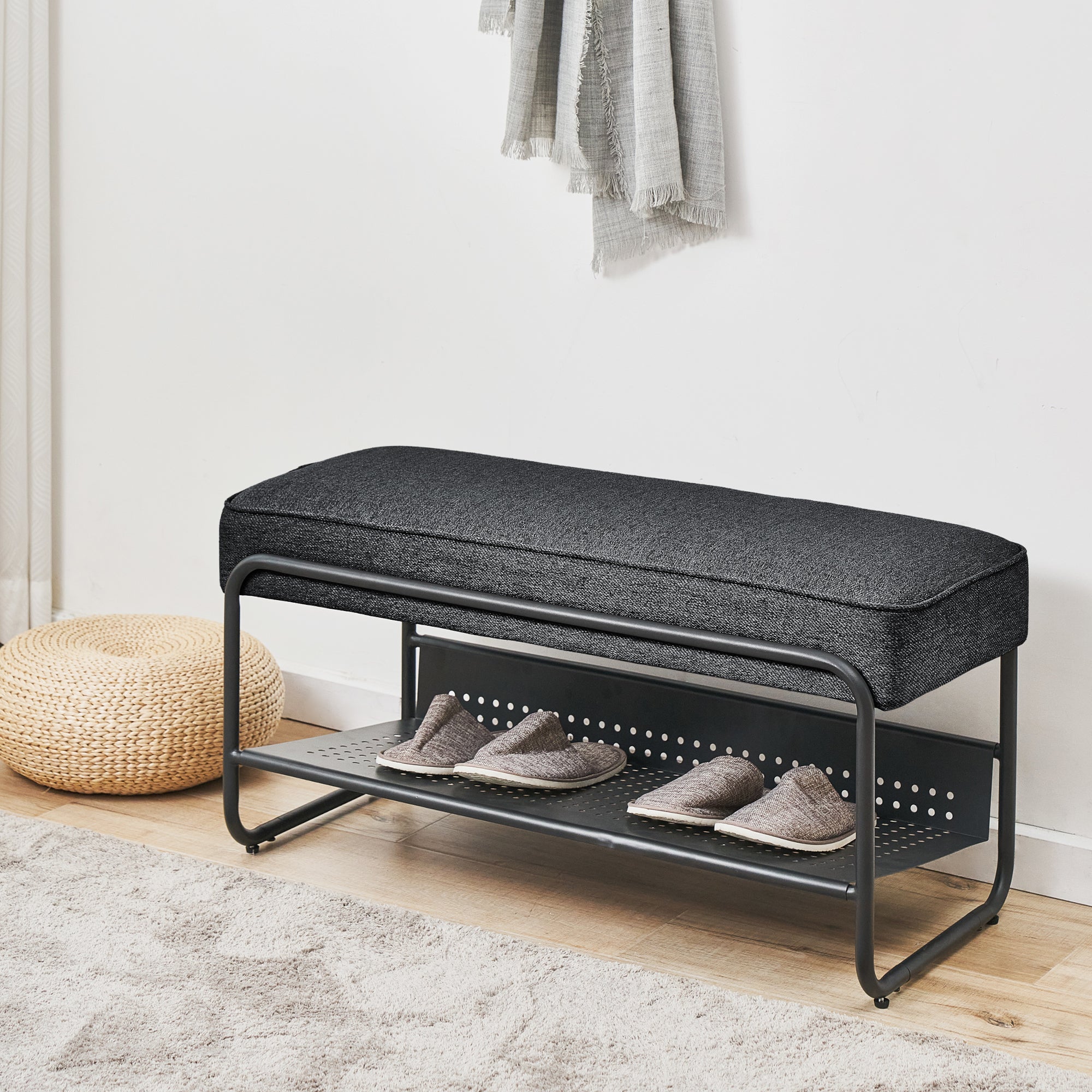 Panca scarpiera in legno color rovere 104x49 cm | Maisons du Monde