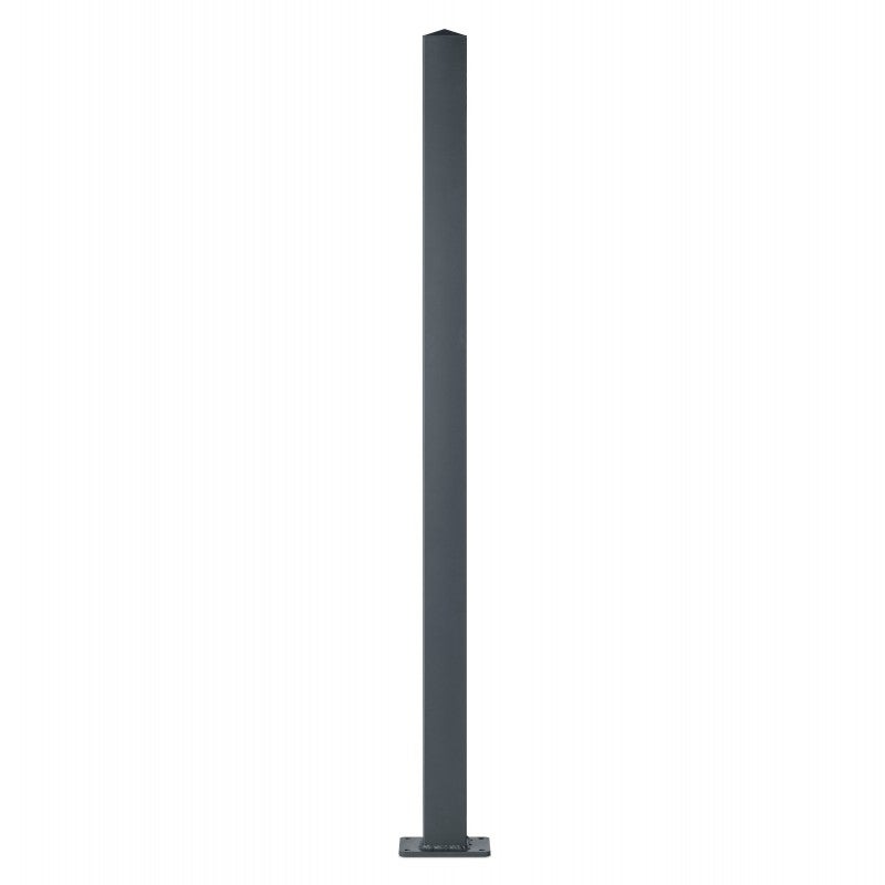 Poteau aluminium tradition style ferronnerie sur platine universel pour portail et portillon chapeau inclus H1.86 m Gris - 2