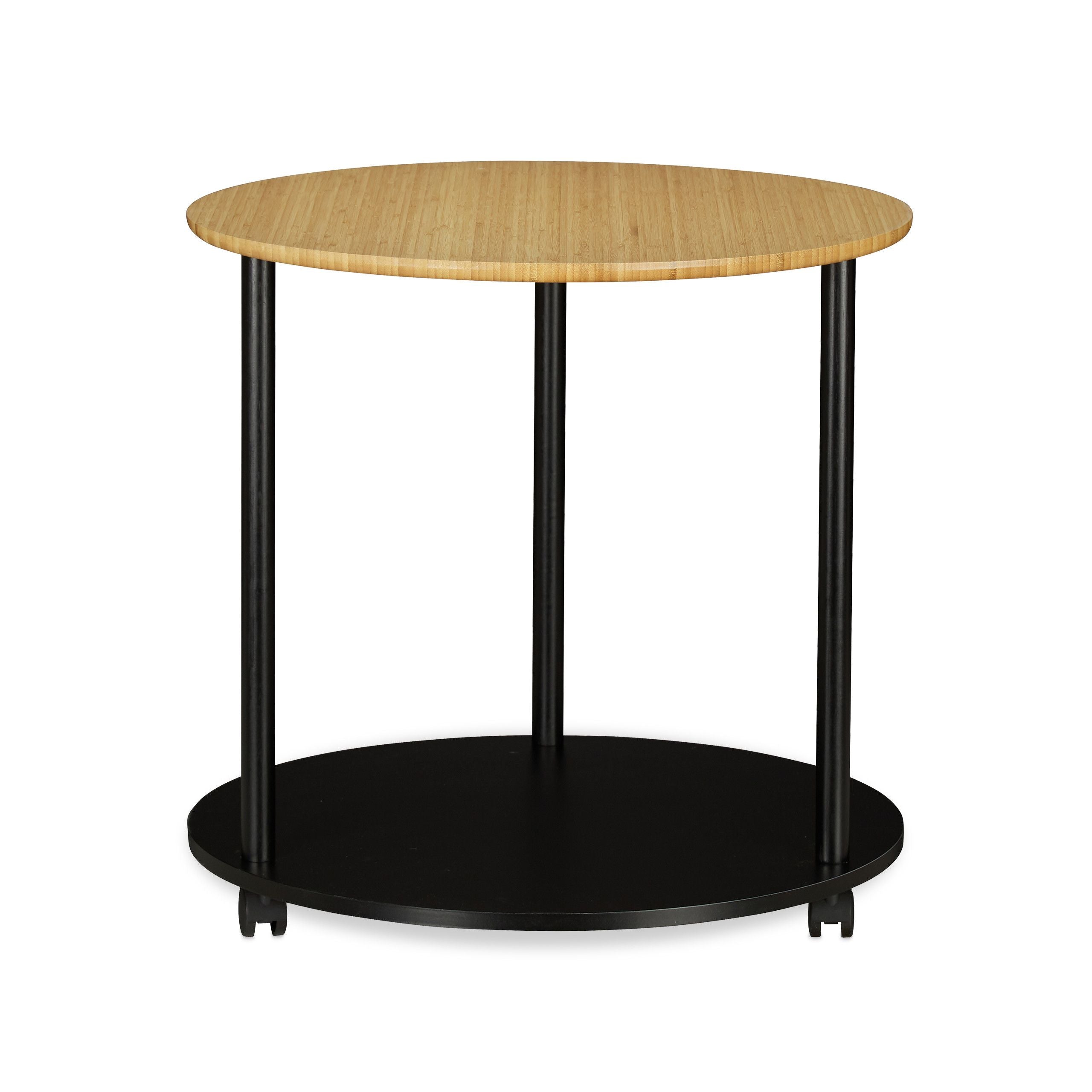 Table d'appoint ronde sur roulettes diamètre 60 cm bois et noir 13 ...