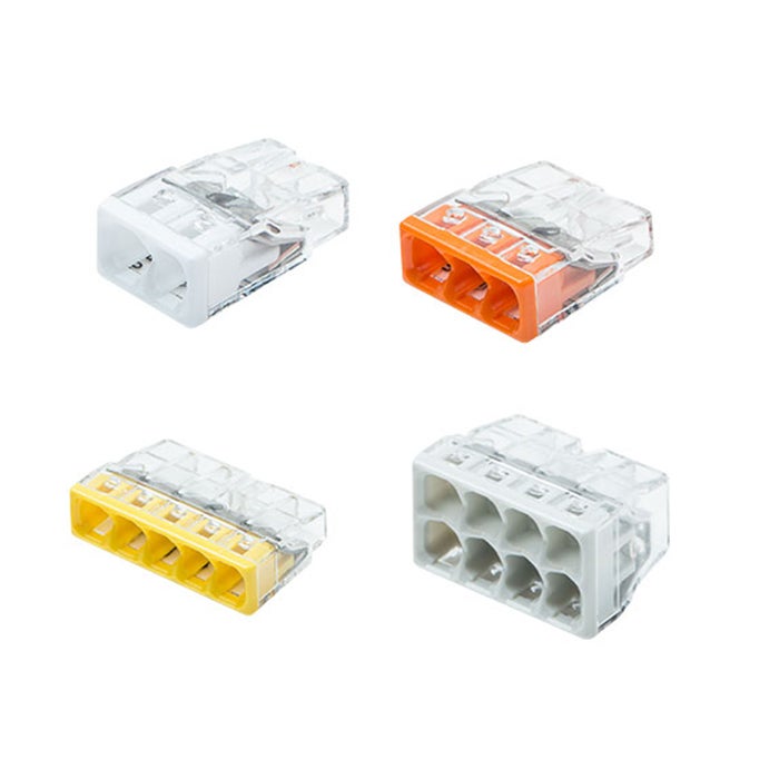 Flacon de 50 mini bornes WAGO, 400 V, 24 A, connexion PUSH WIRE®, transparent, pour fils 1 à 2,5 mm² - 2