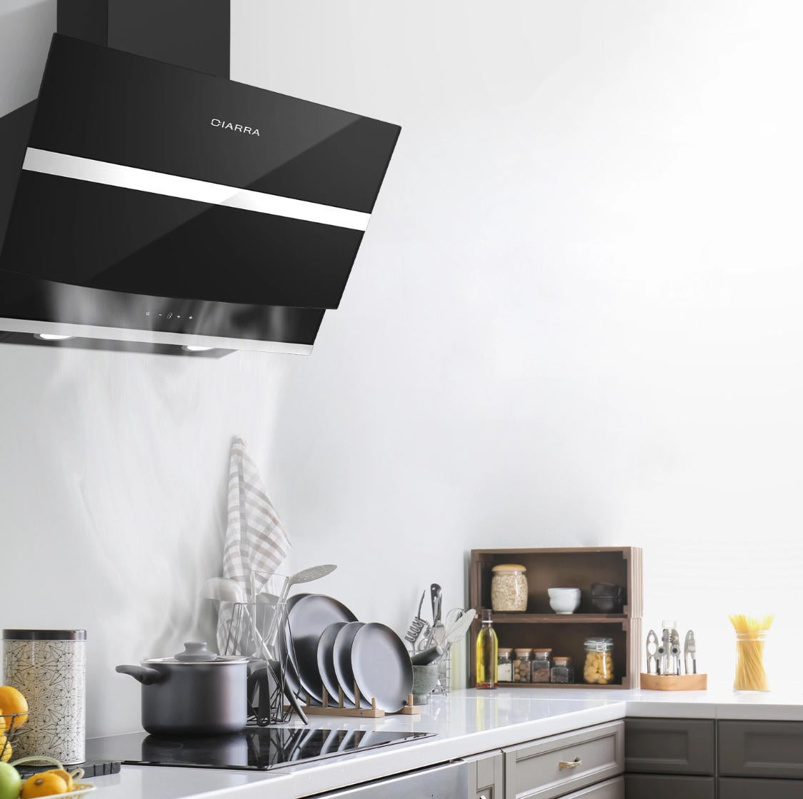 Hotte Tactile 60cm 650 m3/h Classe A+++ 4 Vitesses Booster Wi-Fi Connecté Touche Tactile Verre Noir 736NBK60 - 5
