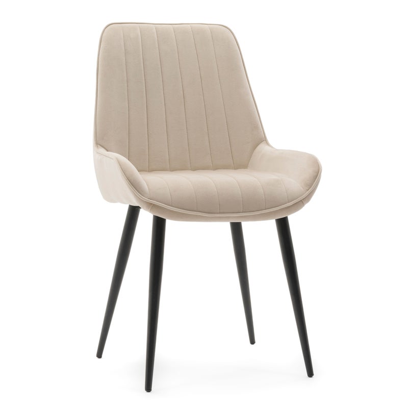 Krzesło tapicerowane do salonu jadalni welur LUCA beżowy