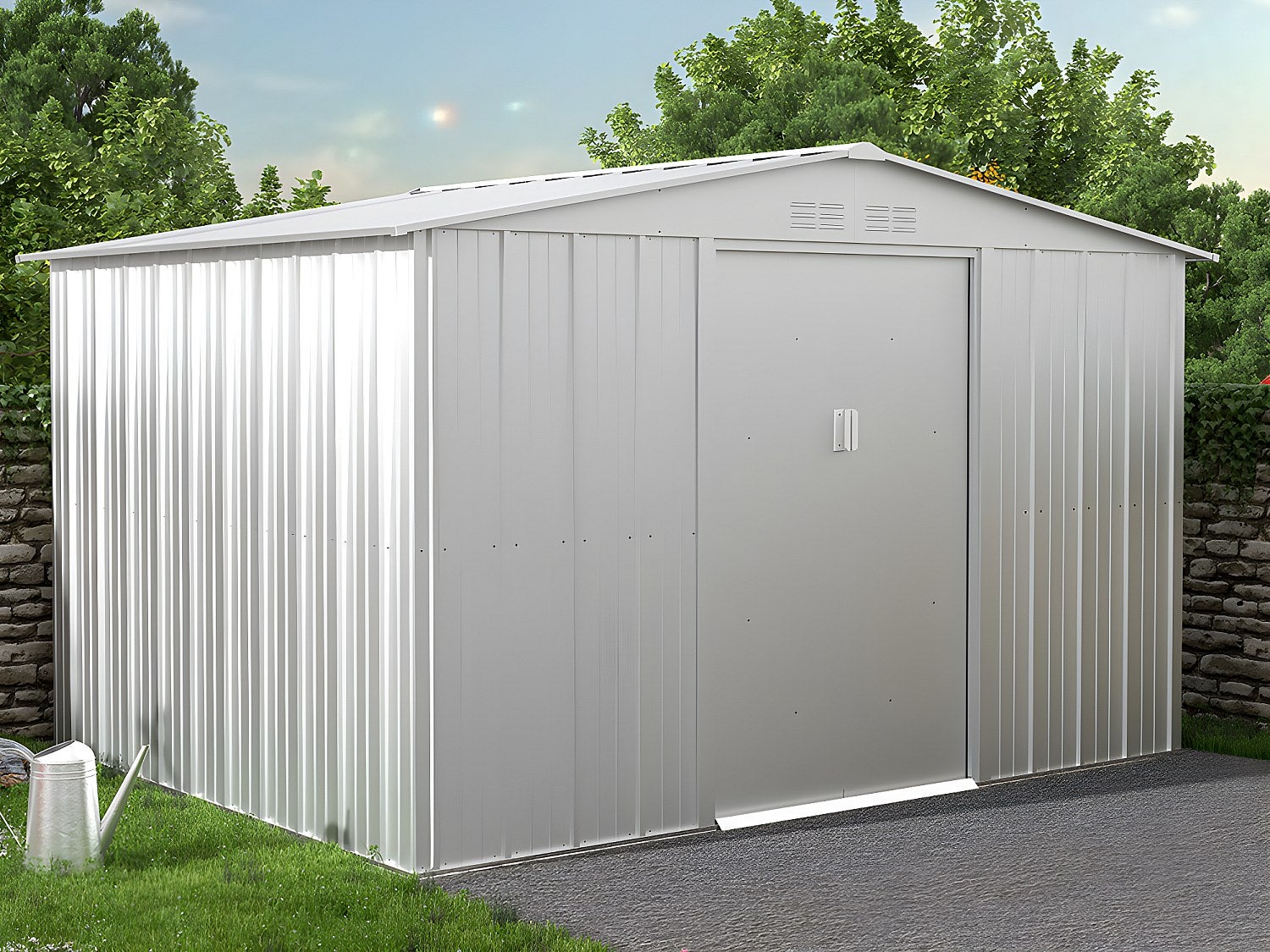 Wiata ogrodowa ze stali galwanizowanej LINUS w kolorze szarym – 7,82&nbsp;m²