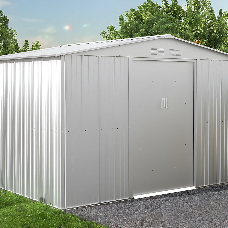 Wiata ogrodowa ze stali galwanizowanej LINUS w kolorze szarym – 7,82 m²