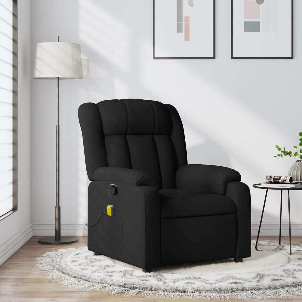 Fauteuil de Salon，Chaise，Fauteuil inclinable de massage noir tissu - 2