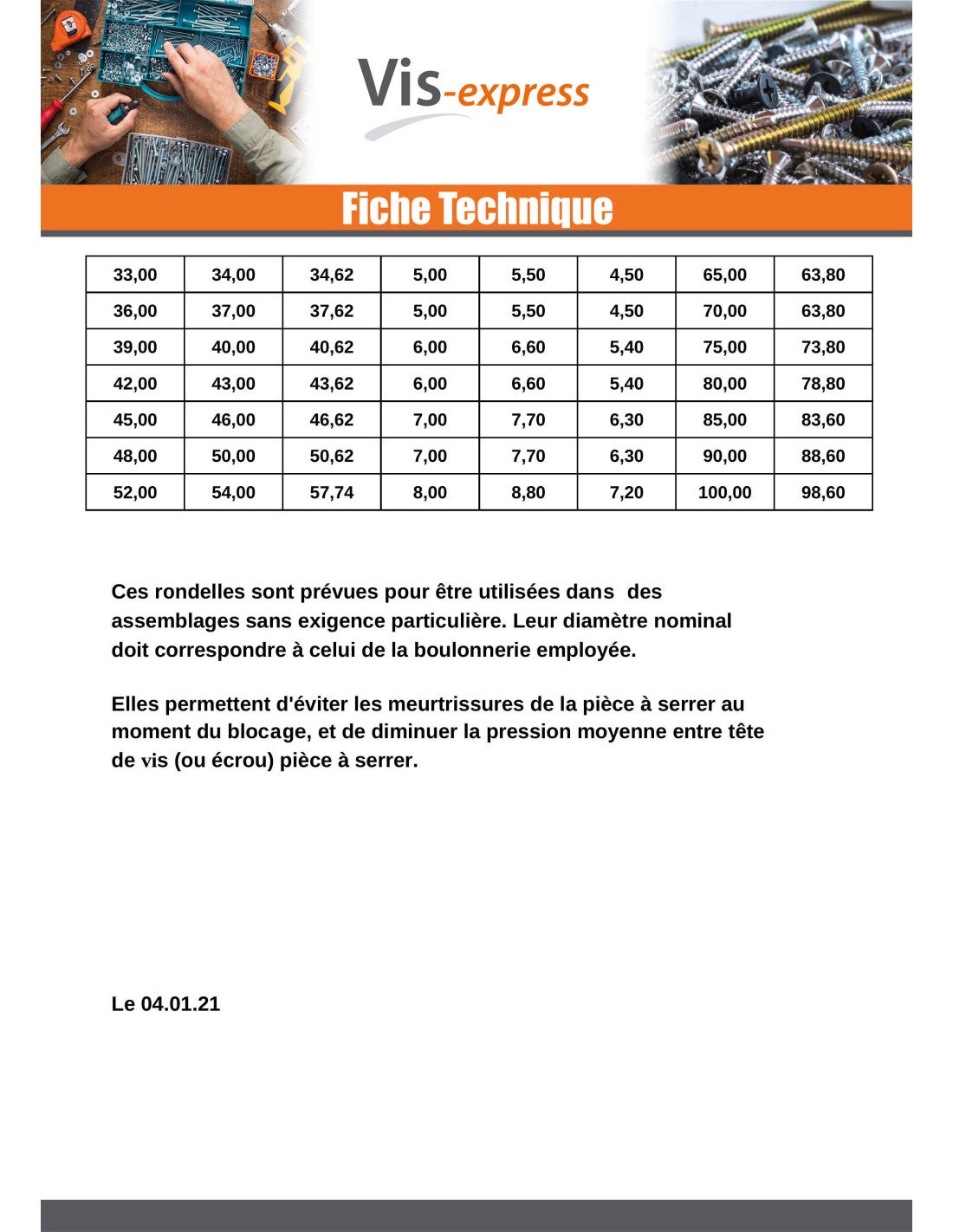 Rondelle Plate M20X40X3 M Inox A2-20 pièces - 3