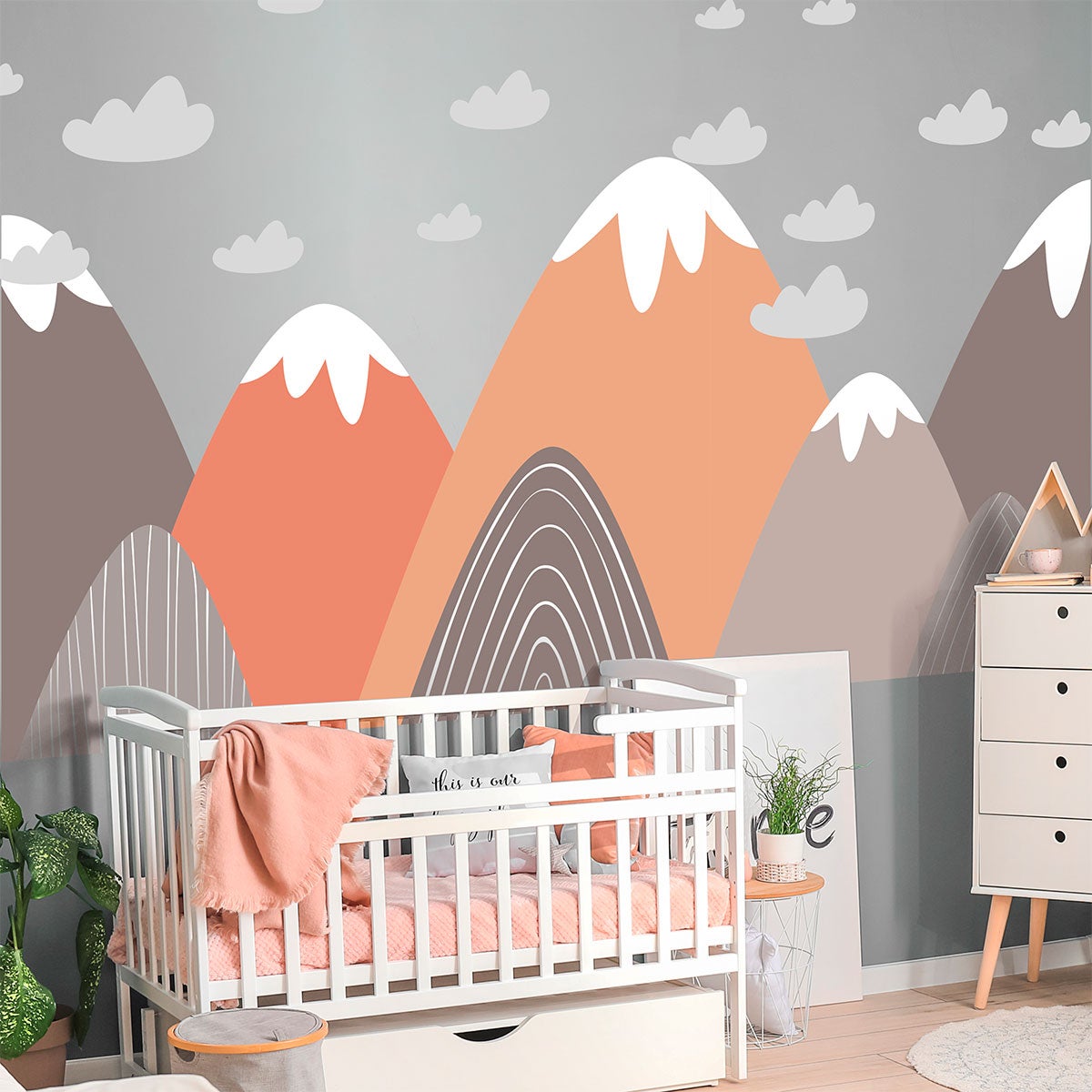 Vinilo niño escandinavo de montaña franscika - adhesivo de pared - revestimiento sticker mural decorativo - 110x165cm