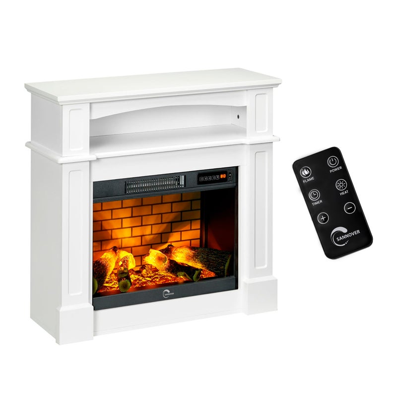 Kominek elektryczny Sifora 2000 W 80,5 x 30 x 81 cm Biały Sannover – dostarczany w stanie zmontowanym, gotowy do użycia