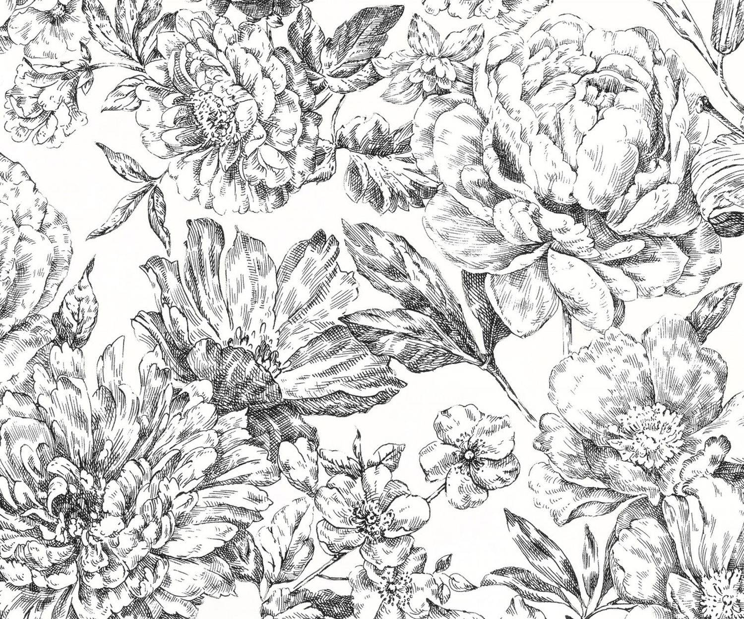 Fotomural flores blanco y negro - 300 x 250 cm - komar