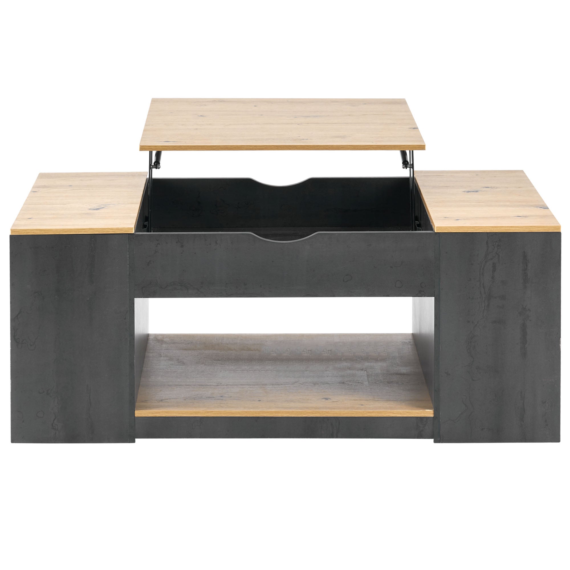 Table basse relevable en MDF - avec espace de rangement sous la table - gris - 6