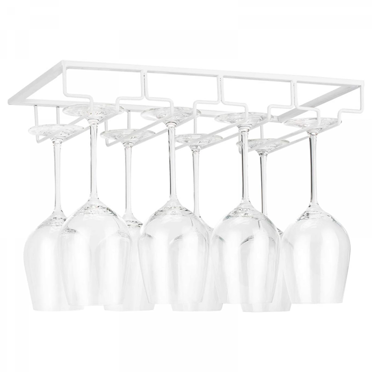 Botellero bajo armario - botellero metálico, organizador de copas de vino para la barra de la cocina, blanco, 4 niveles