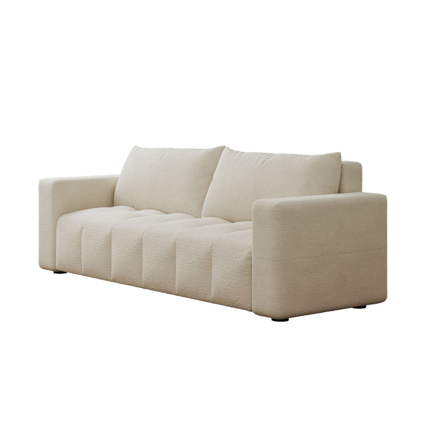 Canapé convertible 3 places avec coffre en bouclette beige CANTERBURY - 8