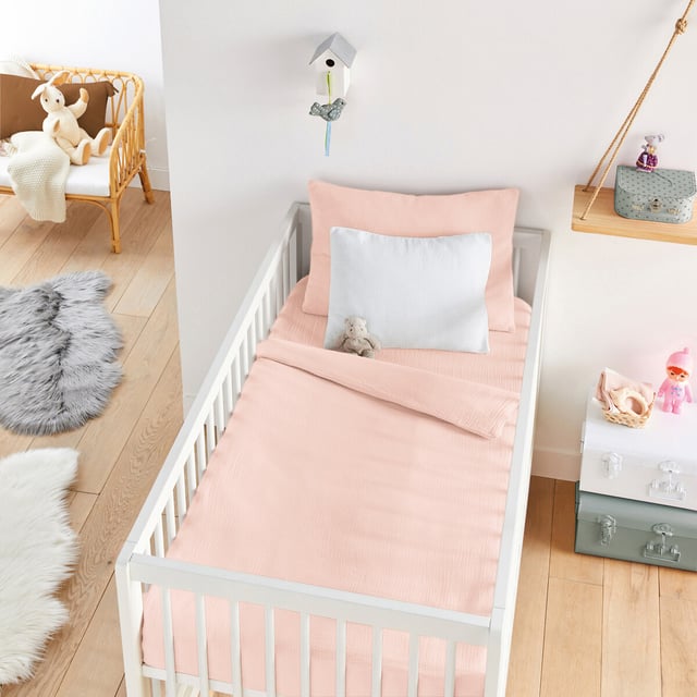 Housse de couette bébé, en gaze de coton, Kumia - Nude - 80 x 120 cm