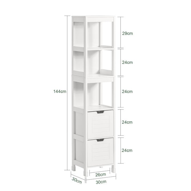 Mueble Columna de baño Armario para baño-3 estantes y 2 cajones FRG126-W SoBuy - 6