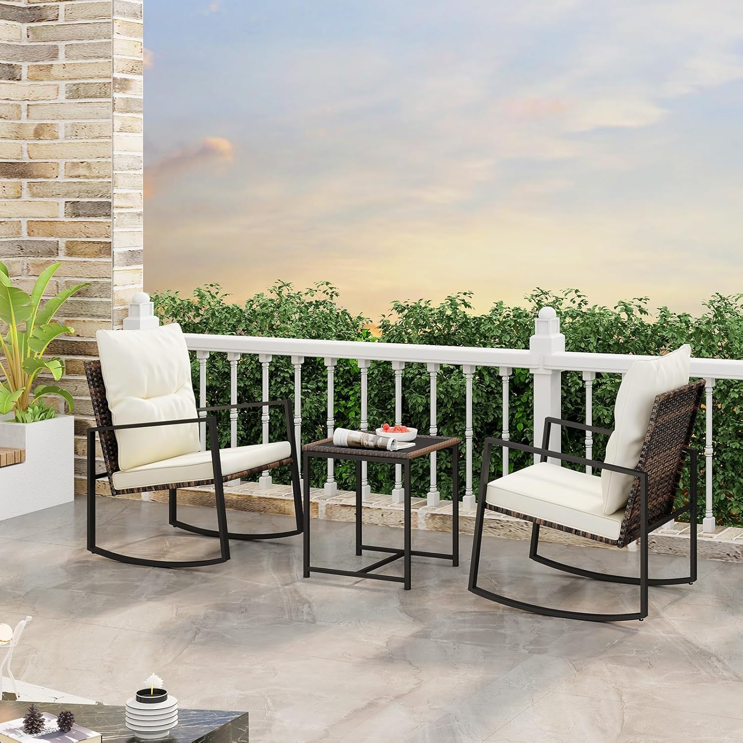 Divanetto Da Esterno Set Mobili Da Giardino In Vimini COSTWAY