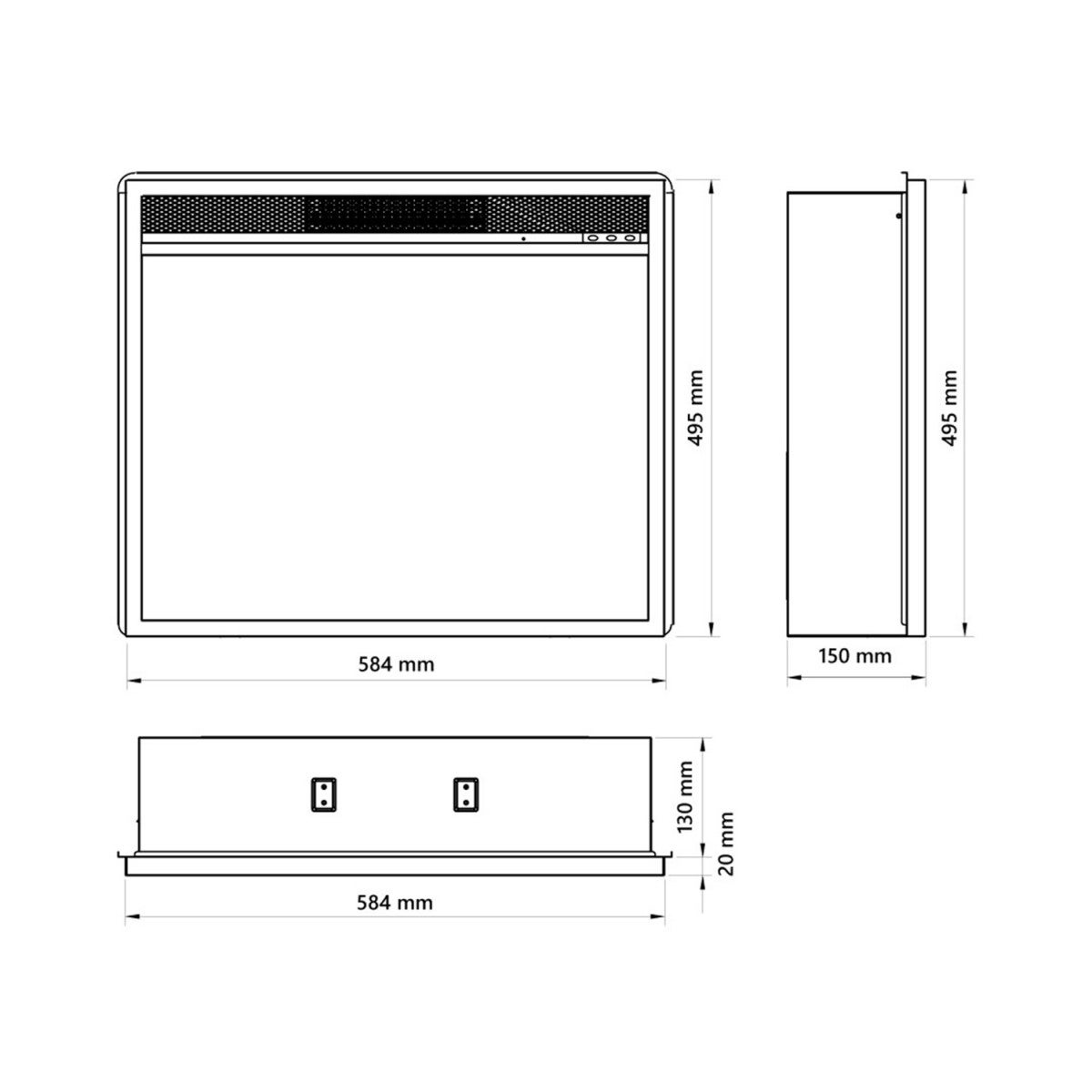 Cheminée électrique encastrable - Programmable, avec télécommande - Puissance de chauffe 1500W - Powerflame 23