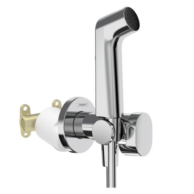 Douchette bidette HANSGROHE EcoSmart S avec robinet d'arret et corps d'encastrement Chromé