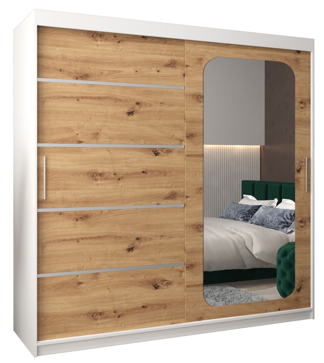 Szafa przesuwna garderoba PROMO V2 200 x 62 x 200 cm Biały + Artisan - Abiks Meble