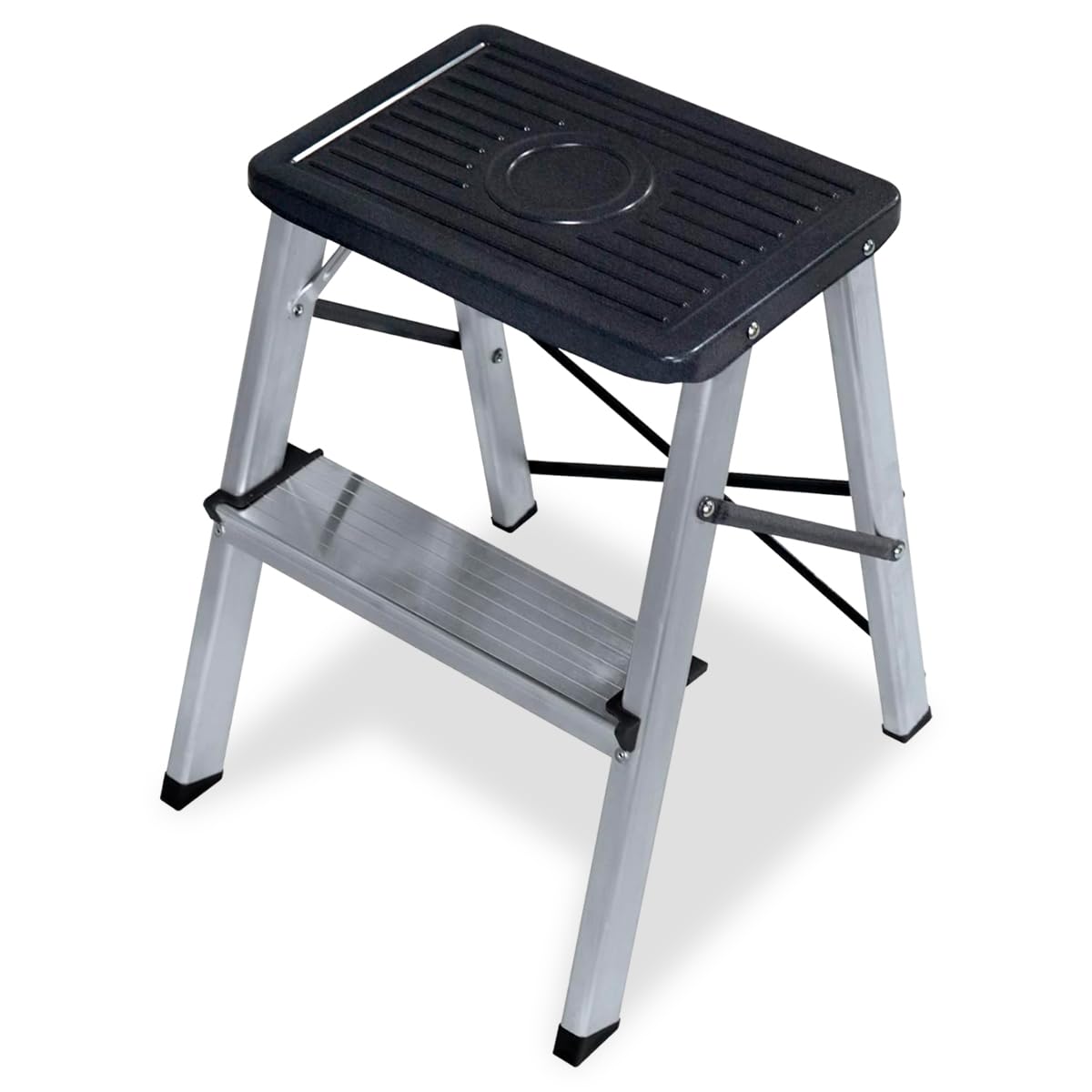 Taburete De Bambú De 2 Escalones VaeFae Con Peldaños Antideslizantes Y Asas - Carga 220 Lbs
