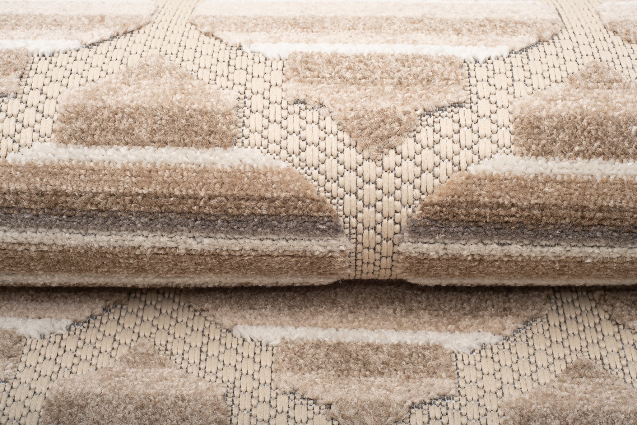 TAPISO Patio Alfombra Exterior Interior Habitación Cocina Terazza Balcón Efecto 3D Crema Gris Marrón Claro Marroquí Pelo Corto 120 x 170 cm - 4