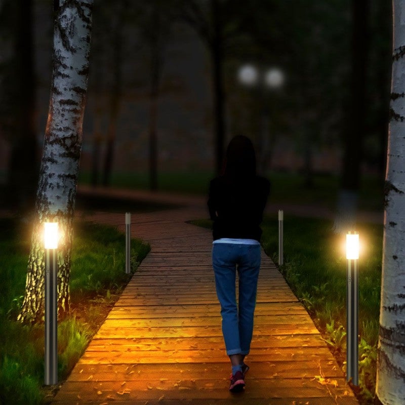 Piantana LED da Giardino 110cm con Portalampada E27 e sensore di movimento (max 60W) in Acciaio Inossidabile IP44 - 3