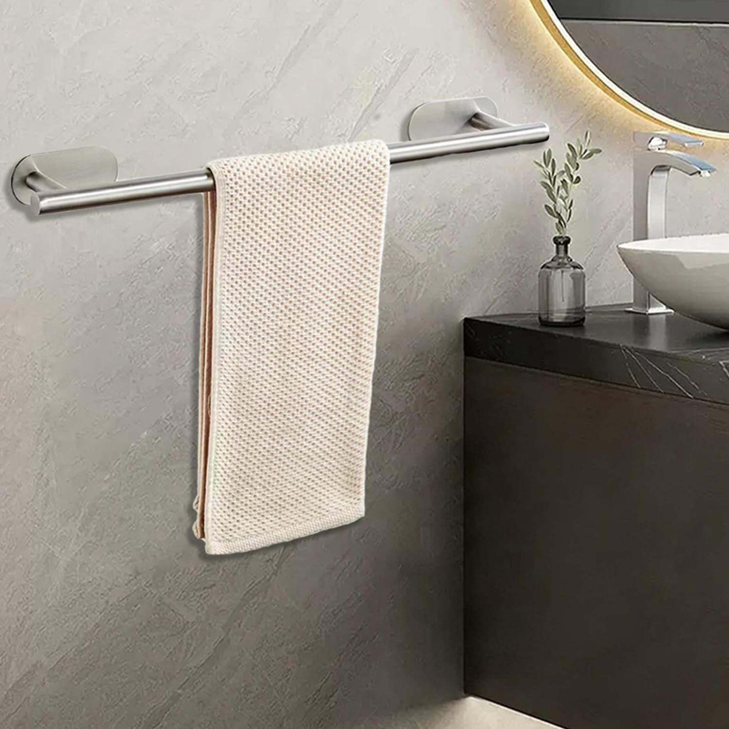 Kit 9 Pièces Porte-serviettes Salle De Bain Sans Perçage – Acier Inoxydable Adhésif Puissant – Support Rouleau Papier, Crochets - 12