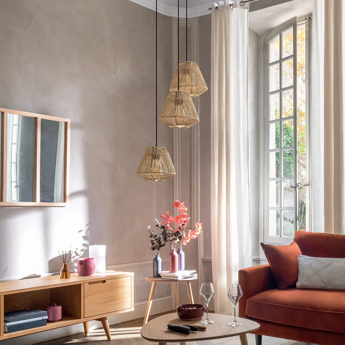 Lampa wisząca Jily RATTANOWA potrójna - 2