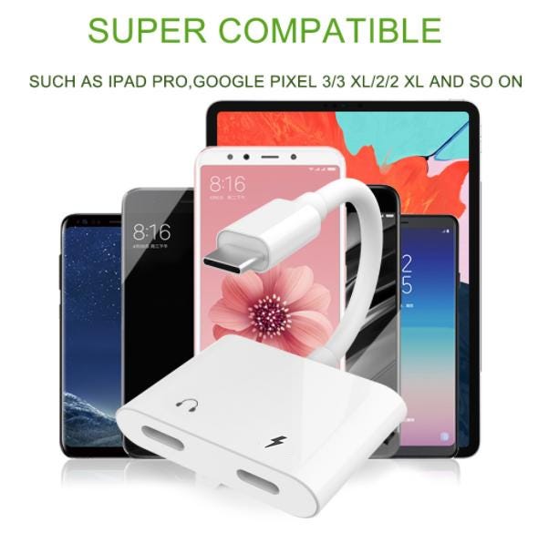 Adattatore audio e ricarica jack da USB-C a USB-C / jack da 3,5 mm, Akashi - Bianco - Italiano Adattatore audio e ricarica jack da USB-C a USB-C / jack da 3,5 mm, Akashi - Bianco - Italiano