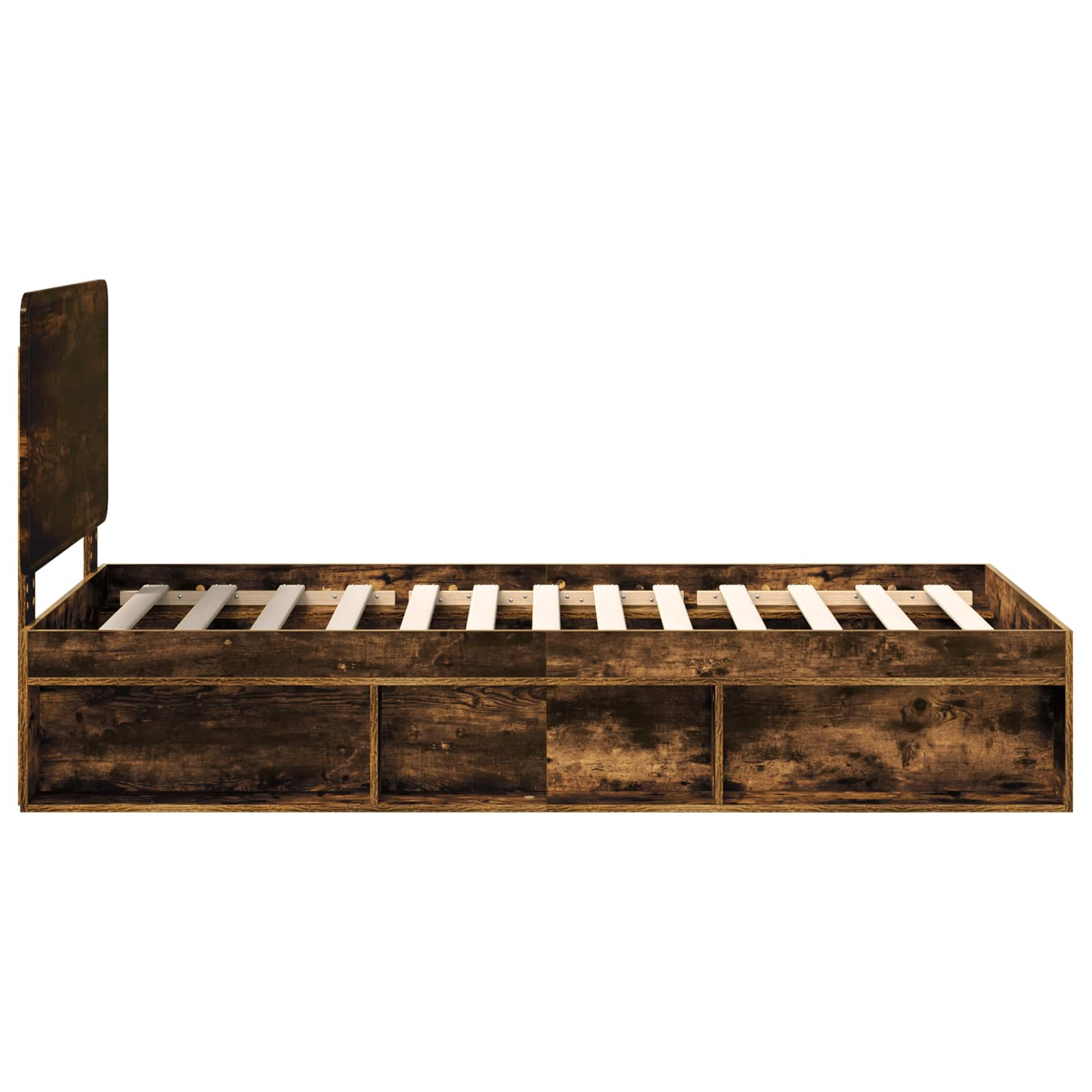 Cadre de lit chêne fumé 100 x 200 cm bois de pin massif - 8