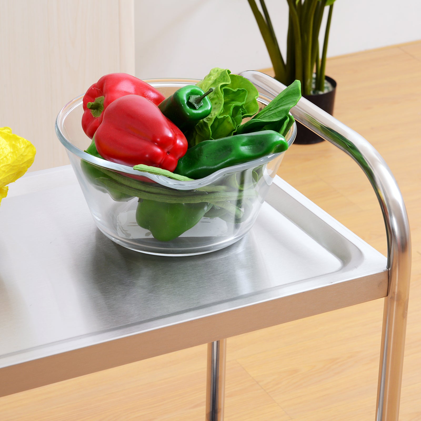 Desserte de cuisine en acier inoxydable à roulettes 2 étagères HOMCOM - 8