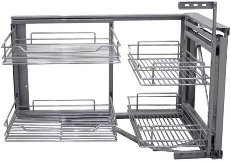 Mécanisme à 4 Paniers Coulissants d’Angle de cuisine, Sortie Totale et Fermeture Amortie - Panier en Métal avec 4 Plateau pour Placard Cabinet - 5