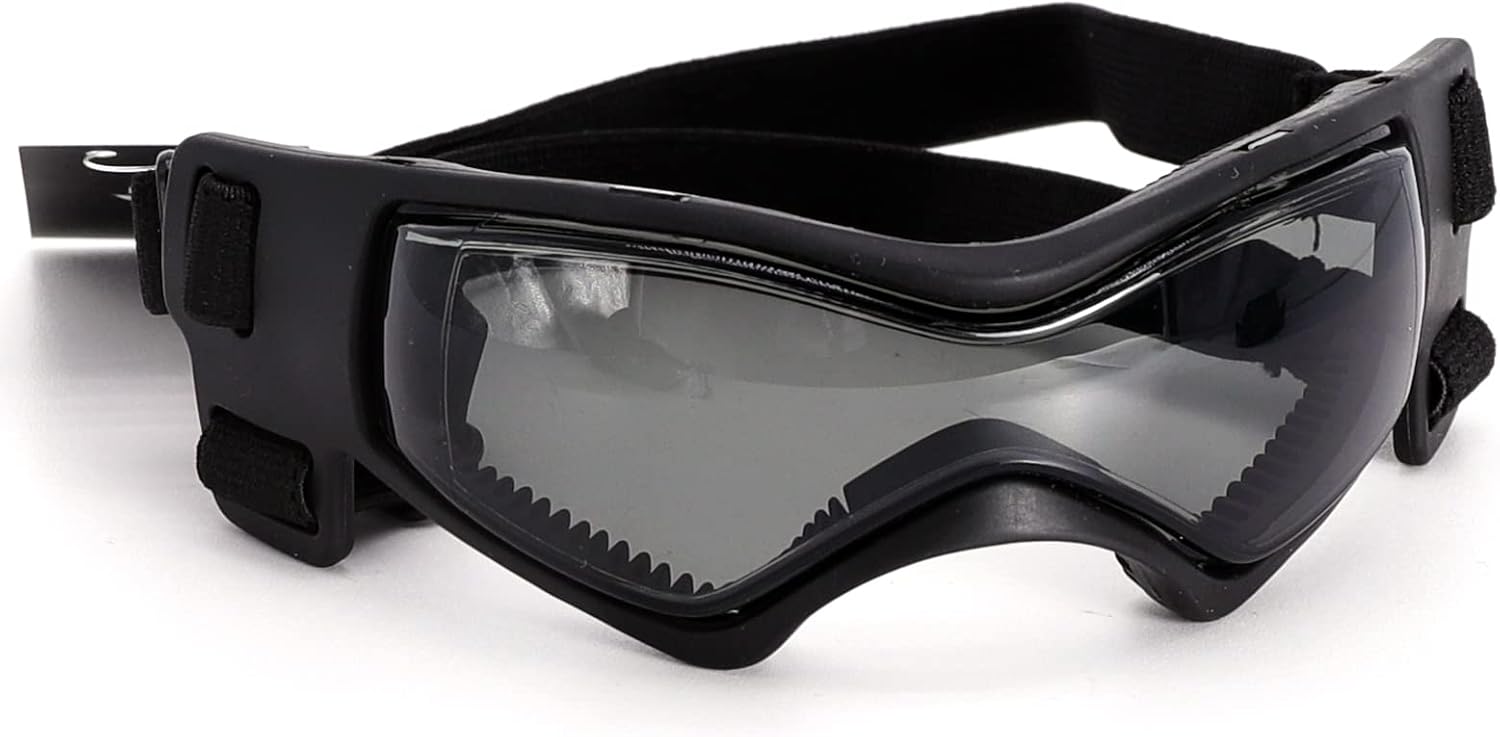 Lunettes de soleil avec protection UV et sangle réglable pour animal domestique - Coupe-vent et neige - Protection des yeux des chiots (noir) - 3
