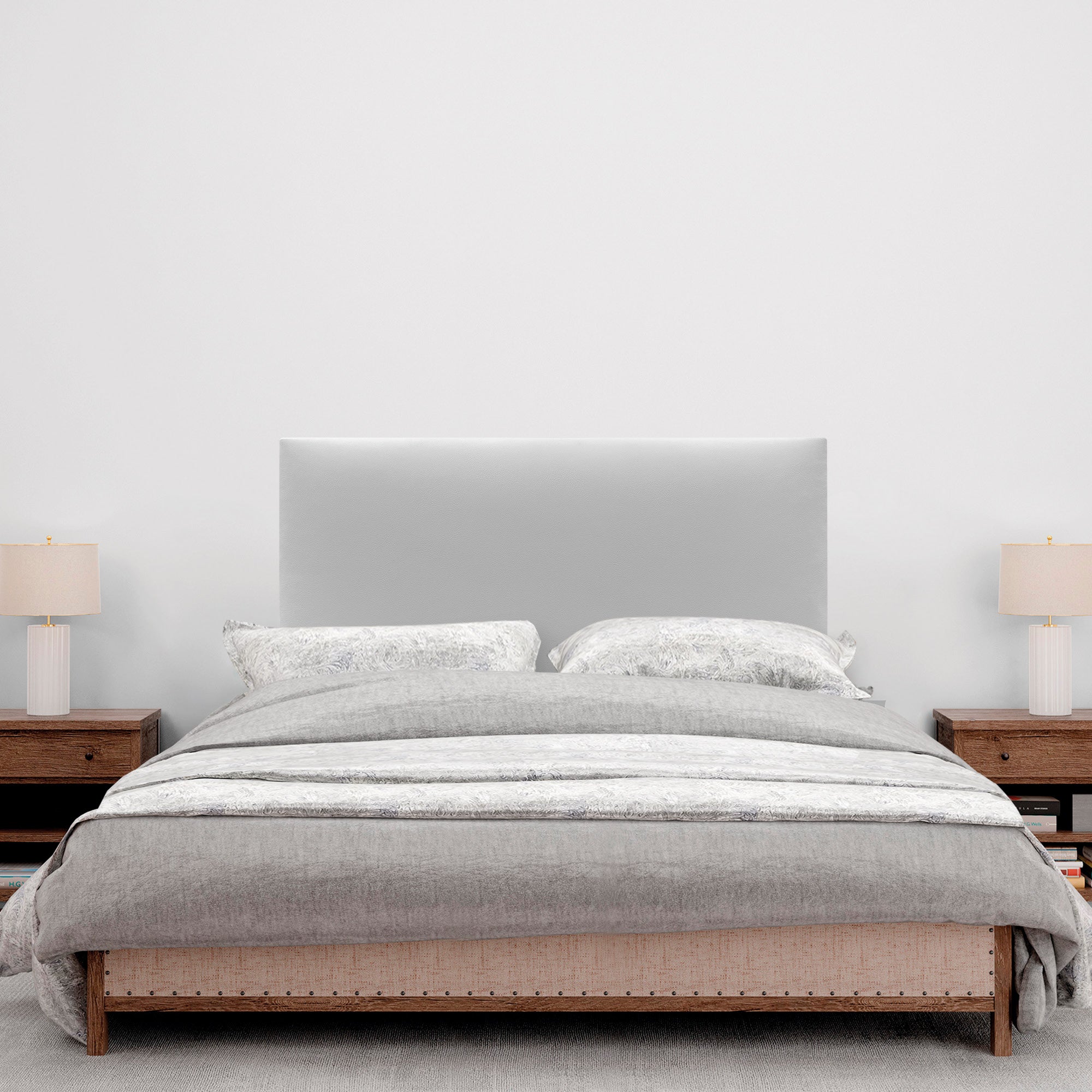 DHOME Cabecero de Polipiel Liso y con Patas cabeceros Cabezal tapizado Cama (Polipiel Gris Claro, 110cm (Camas 80/90/105)) - 4