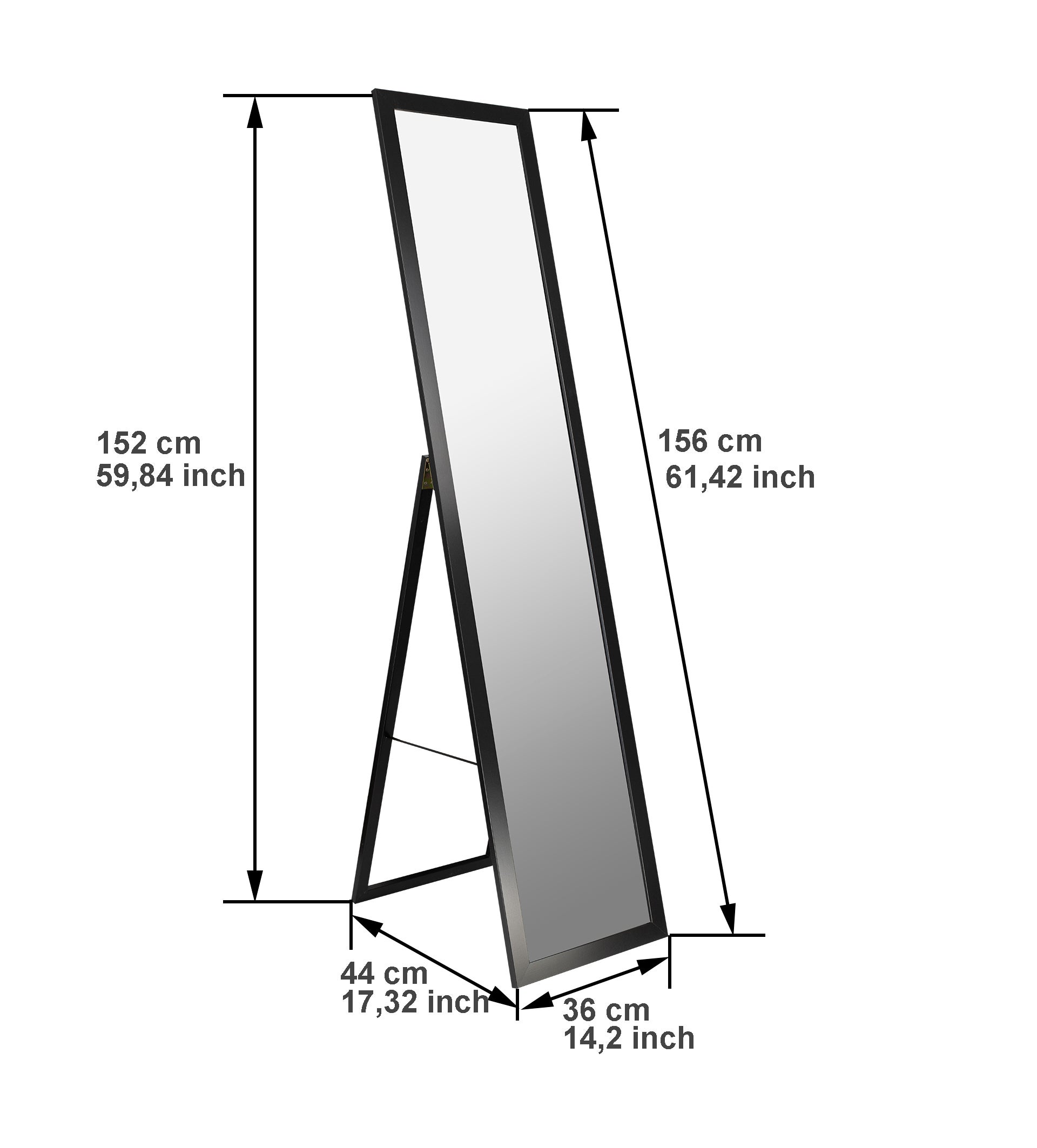 BD ART Specchio rettangolare da appoggio Colore nero, con pellicola di sicurezza 36x156 cm. - 5