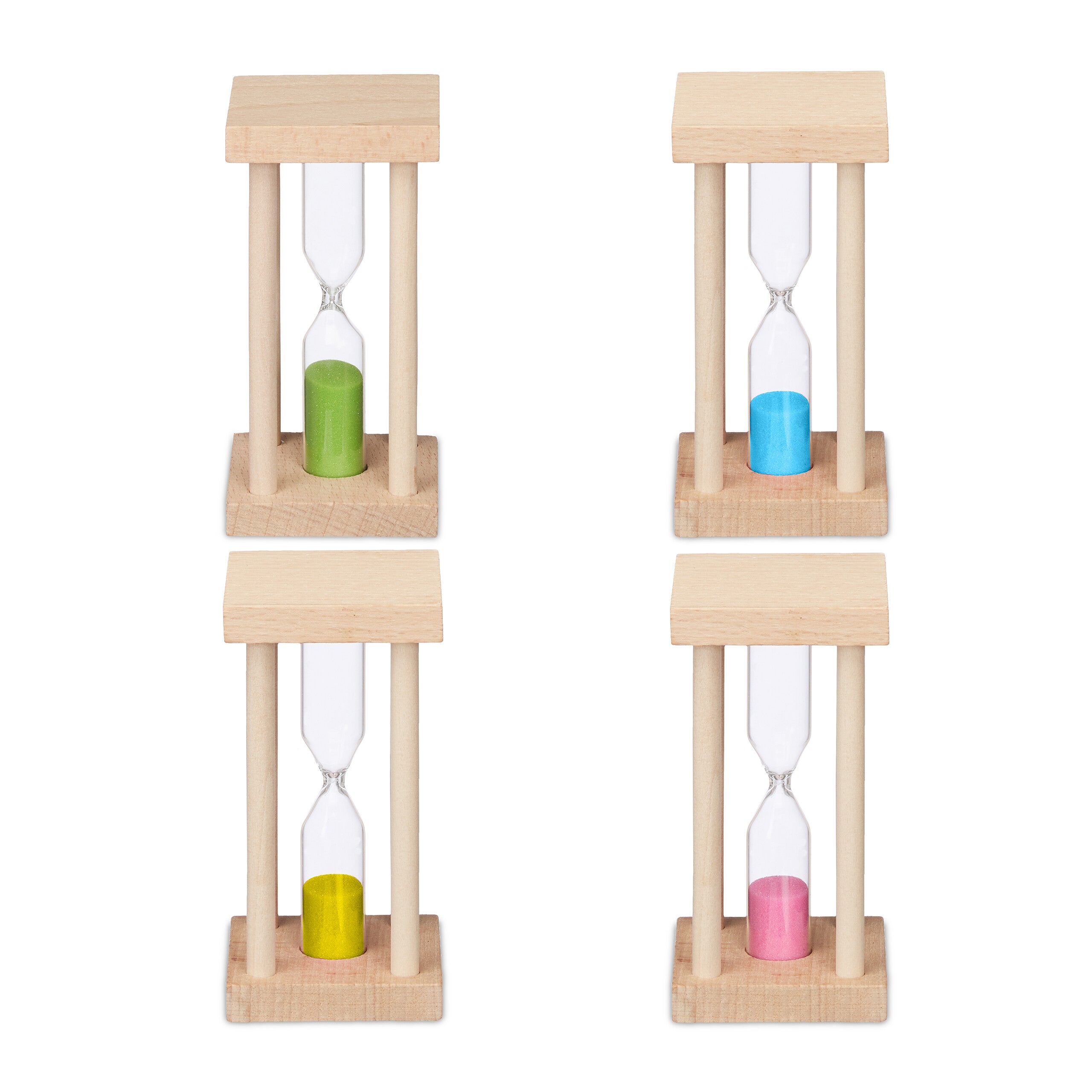 Clessidra 15 Minuti Relaxdays Set 4 Clessidre Timer Legno - 30sec, 1min, 3min, 5min - Colorate Per Bambini Clessidra 5 Minuti