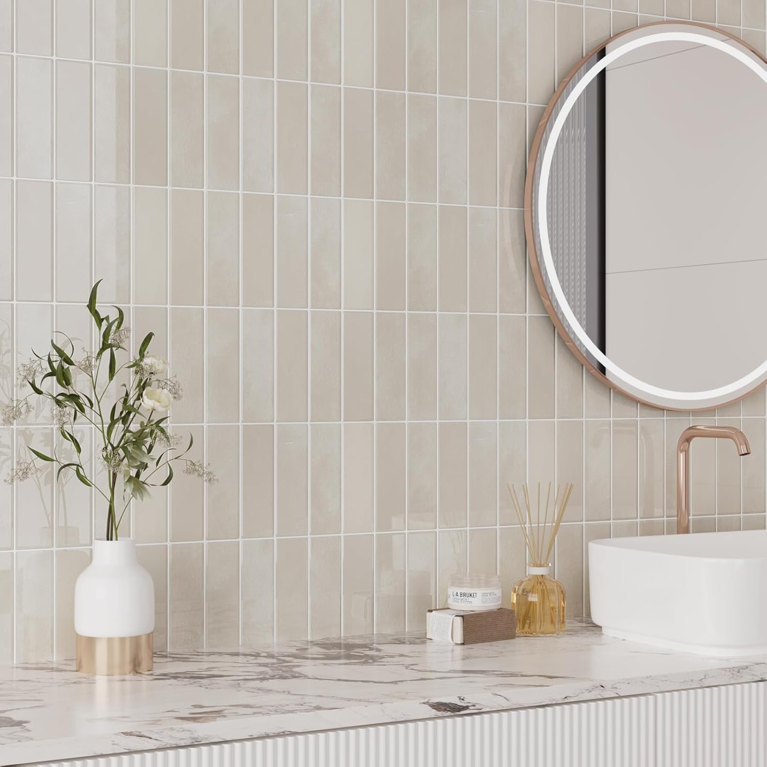 Crédence Adhésive 3D Kaki Clair - 5 Revêtements Imperméables et Personnalisables pour Rénovation Élégante des Murs de Cuisine - 6