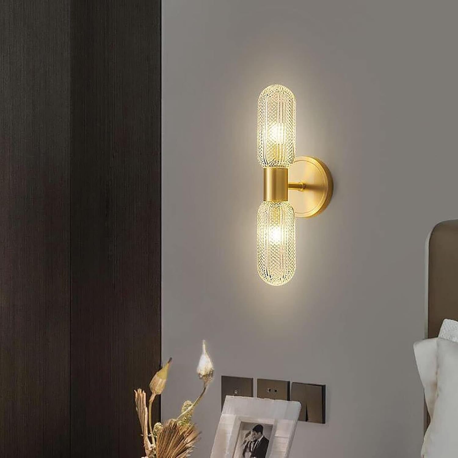 Kitchen Faucet Lumière Verre cuivre Applexion Moderne Haut en Bas, à têtes avec Une Prise bulbe G9 U2013 Lampe Murale intérieure élégante pour Chambre - 6