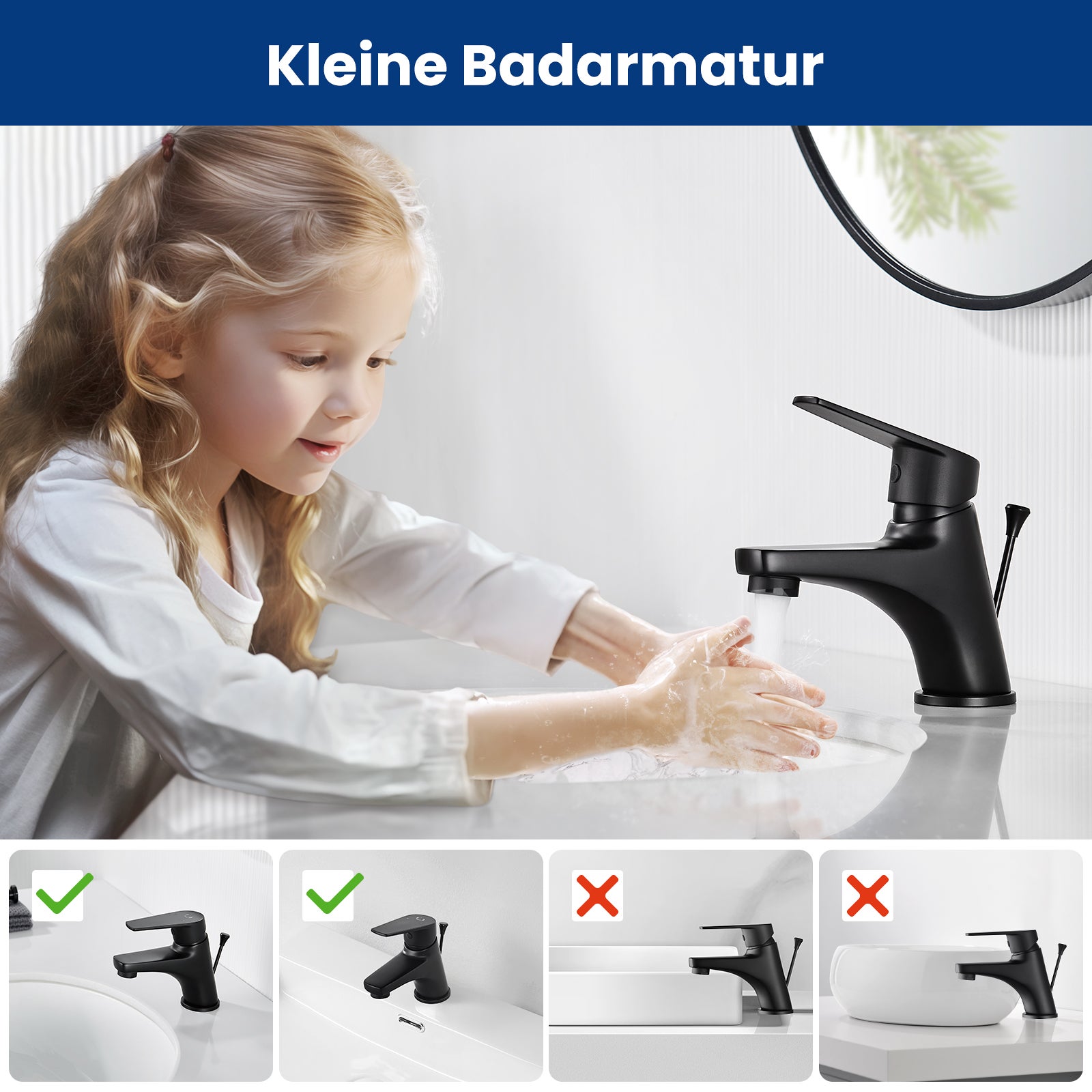 Cecipa max Robinet de Salle de Bain Noir, Robinet de Lavabo avec Garniture de Vidage à Tirette, Mitigeur de Lavabo en Laiton,EU Modèle - 6