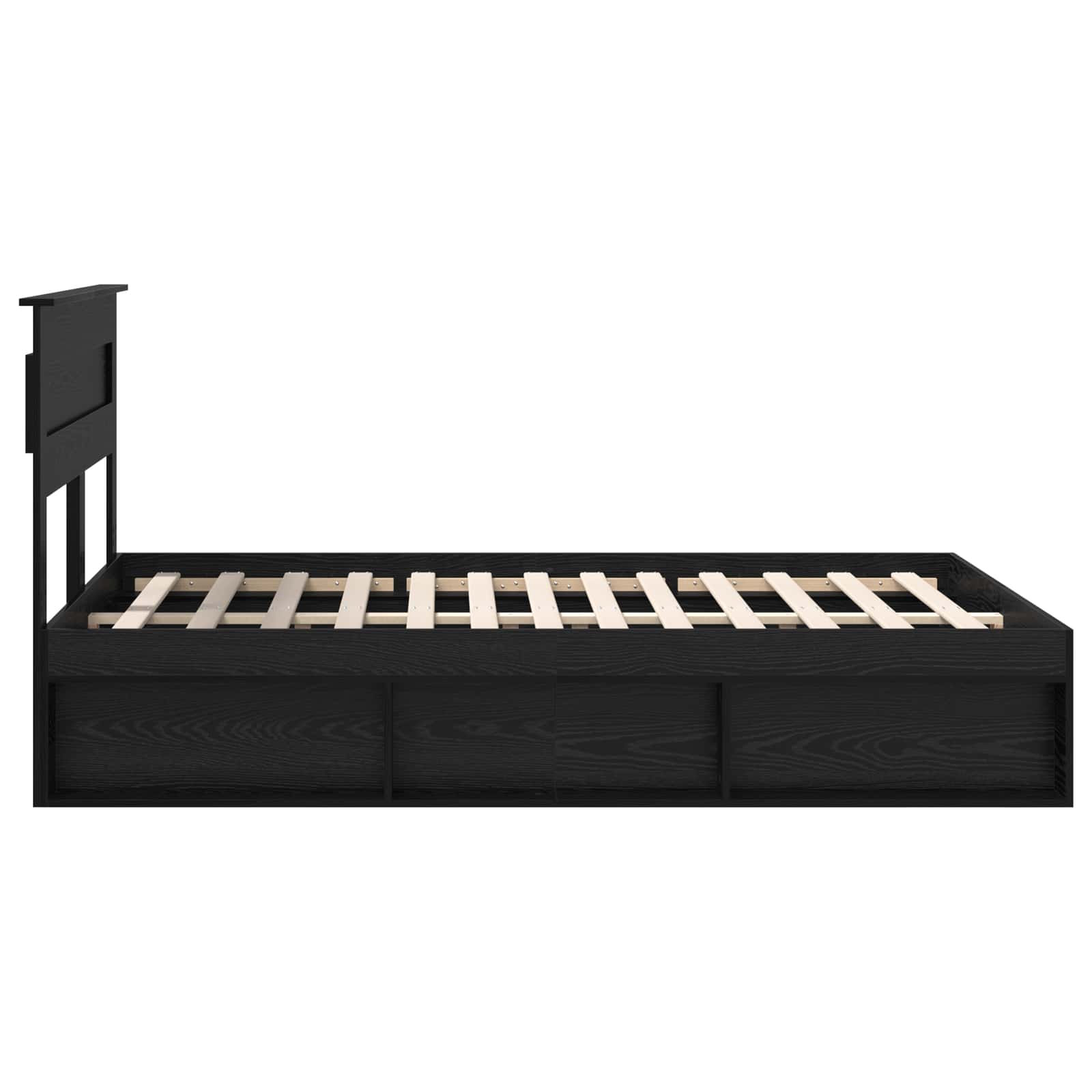 Cadre de lit uni noir en bois de pin massif, 150 x 200 cm - 8